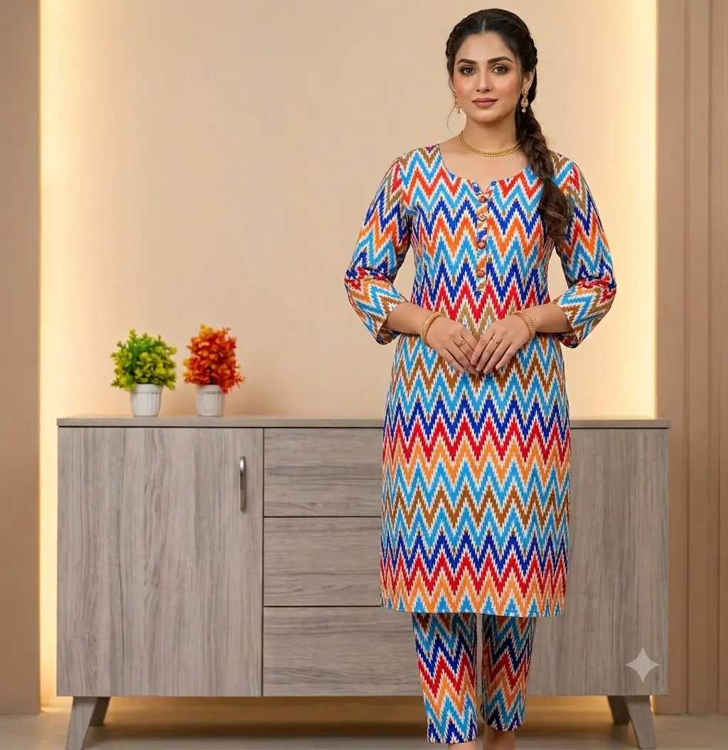2 Pcs Women's Unstitched Printed Suit