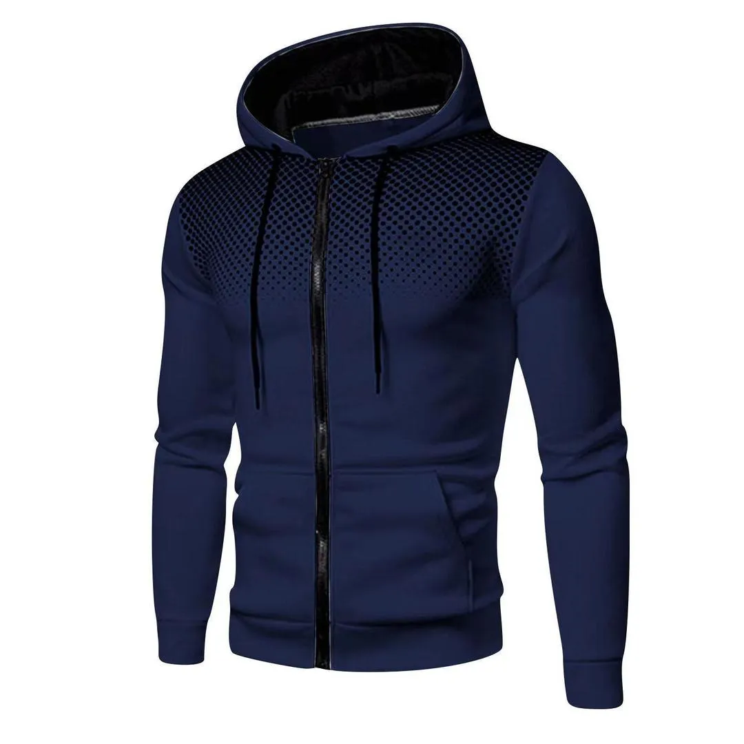 Men's Blue Fleece Zip Hoodie Jacket