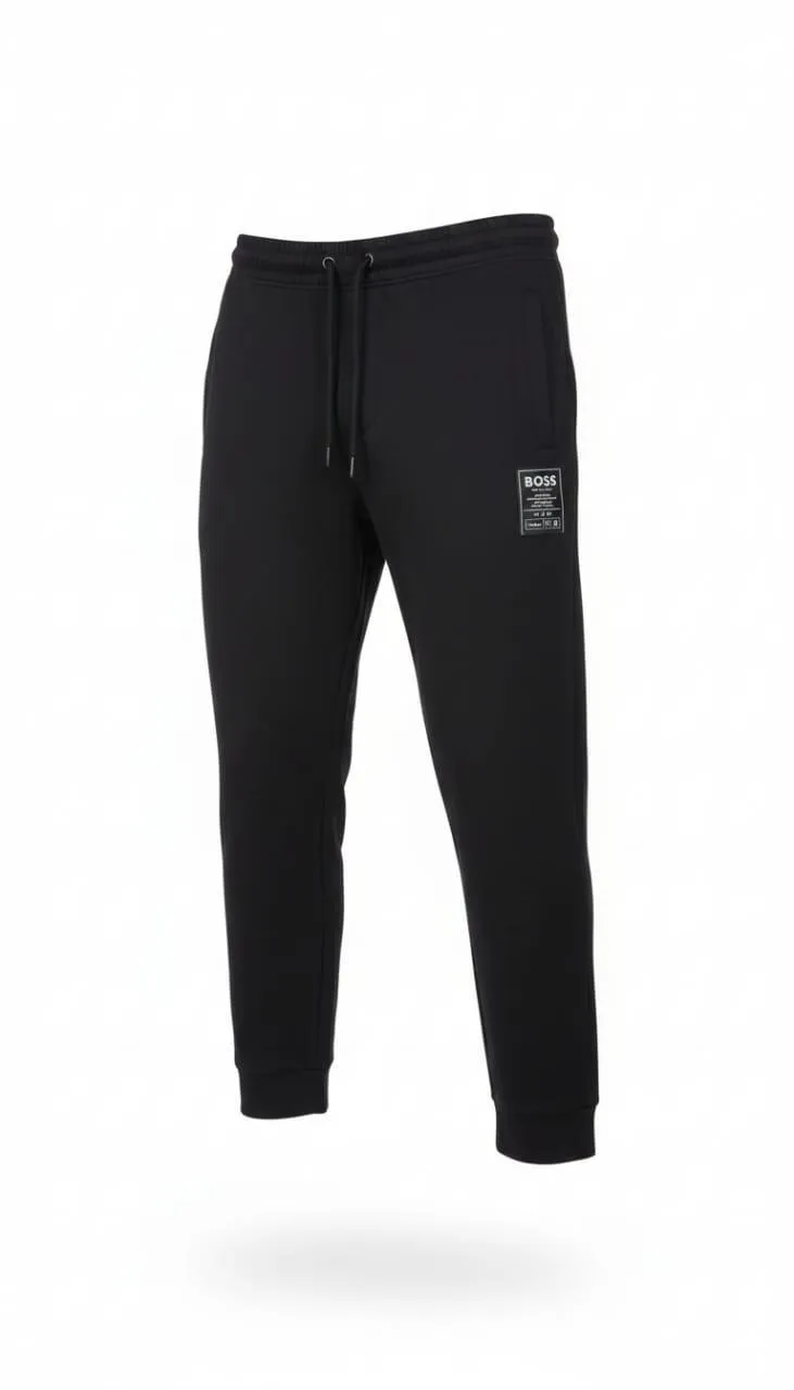Men Fleece Printed Trouser Black Hugo Boss Logo Winter