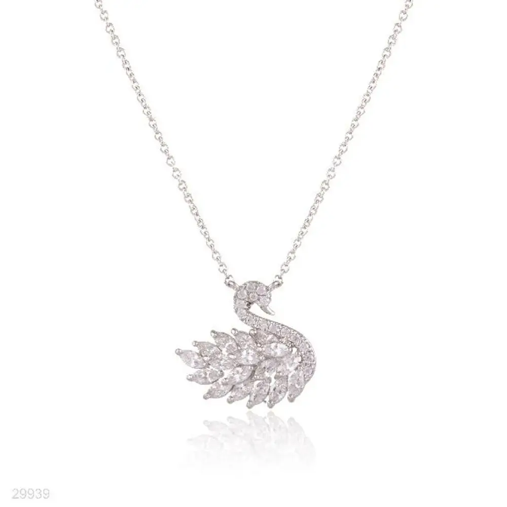 Silver Plated Korean Swan Zircon Necklace