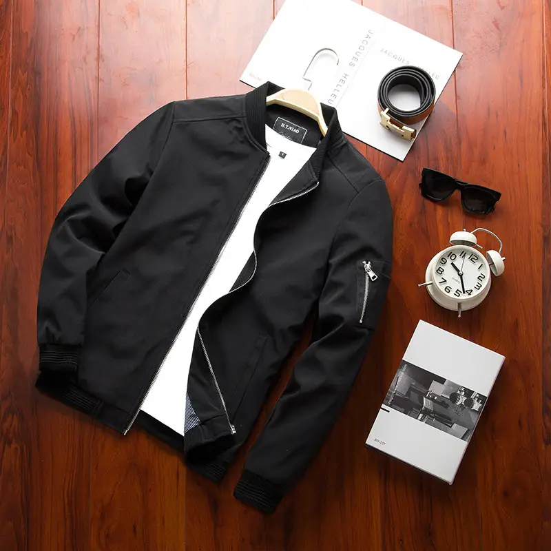 Men Slim Fit Beige Casual Jacket Spring Autumn