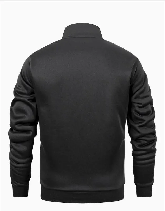 Men Black Fleece Track Suit with Golden Dragon Print 2Pcs