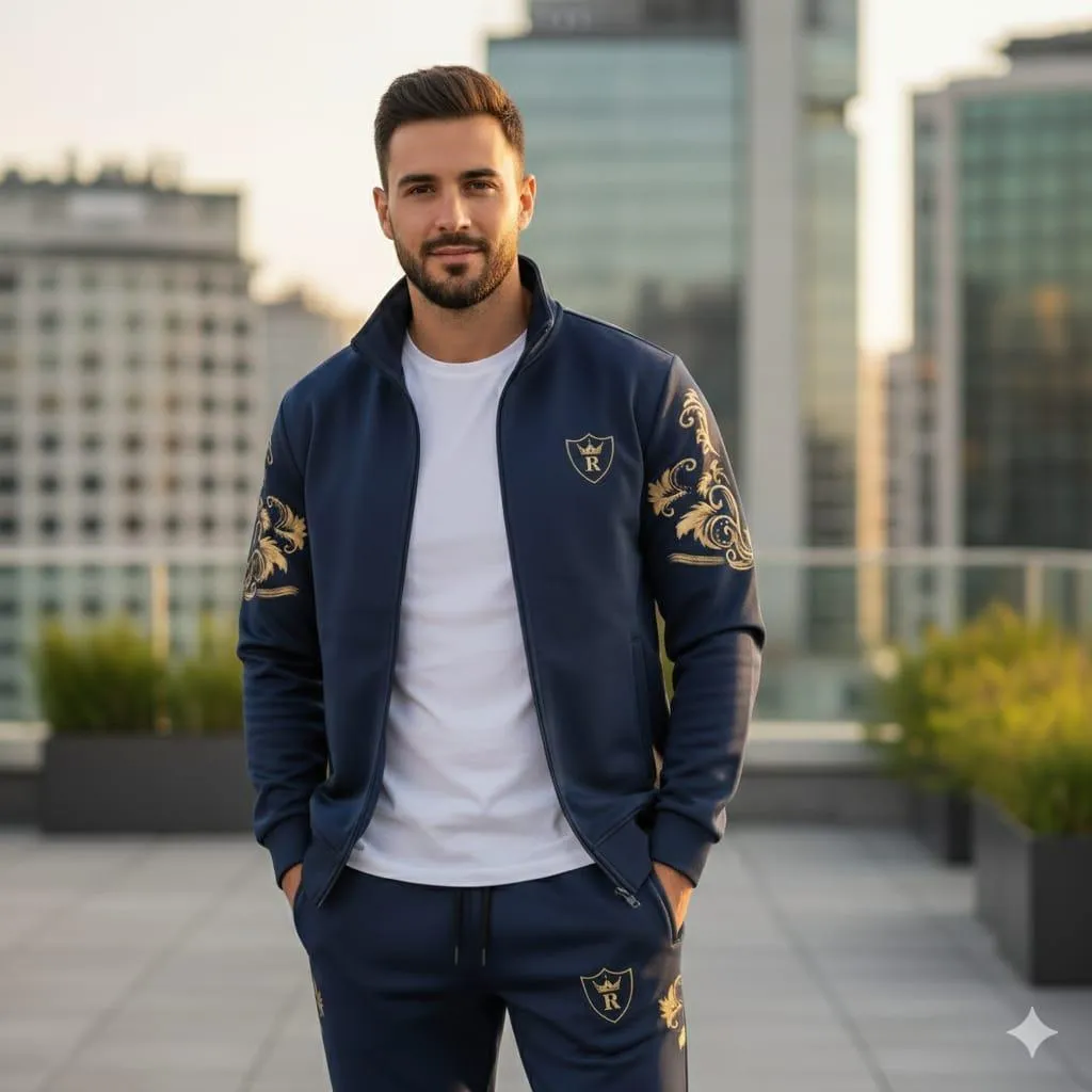 Navy Gold Fleece Track Suit for Men Winter Slim Fit