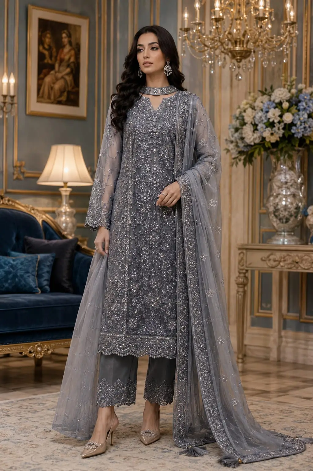 3 Pcs Women's Unstitched Embroidered Suit