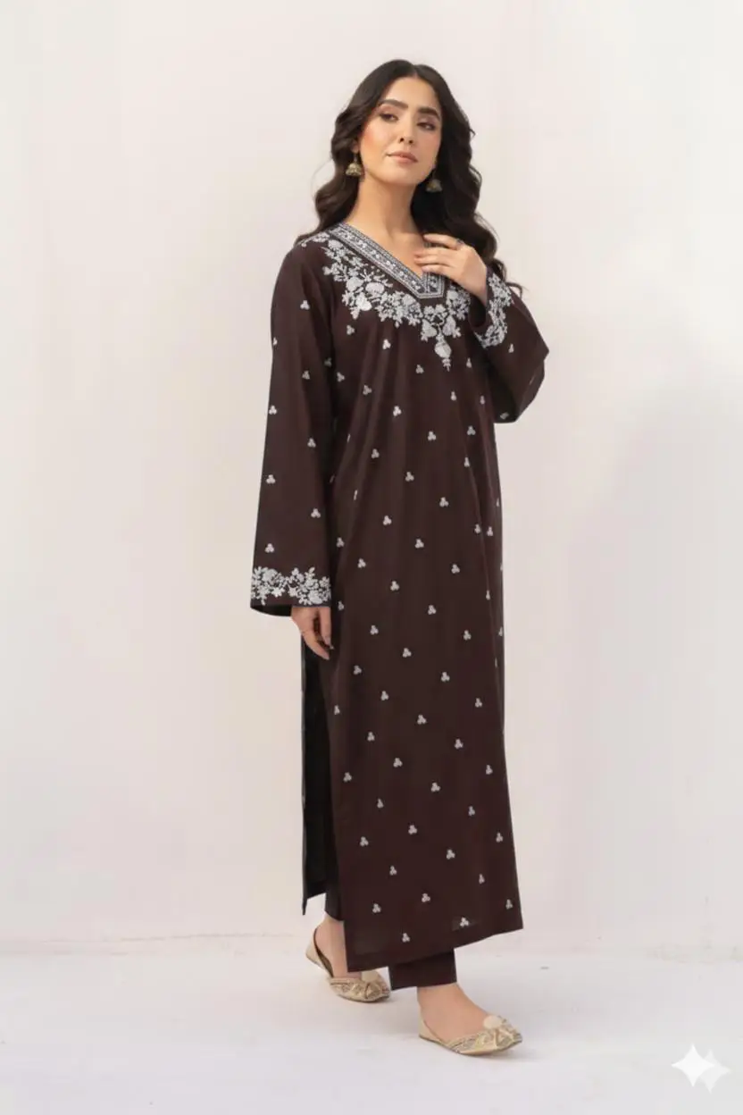 2 Pcs Women's Unstitched Embroidered Suit