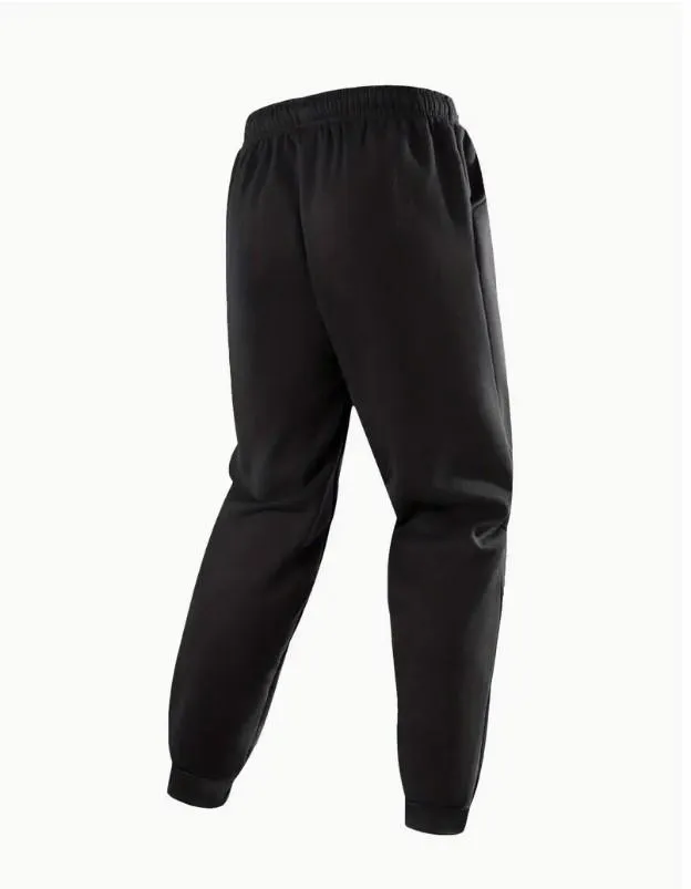 Men Black Fleece Track Suit with Golden Dragon Print 2Pcs