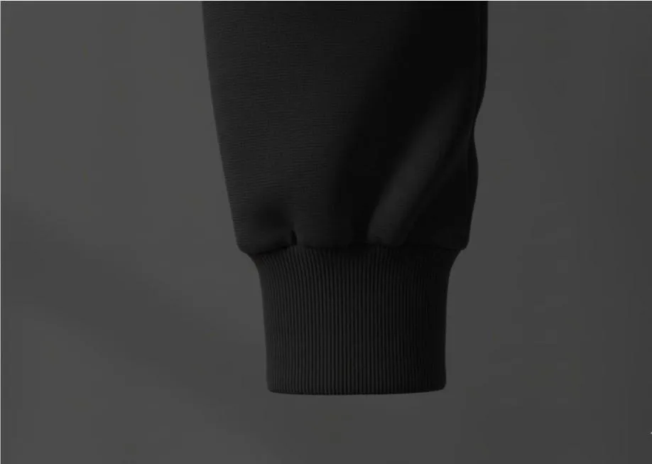 Men's Black Polyester Fleece Slim Fit Trouser