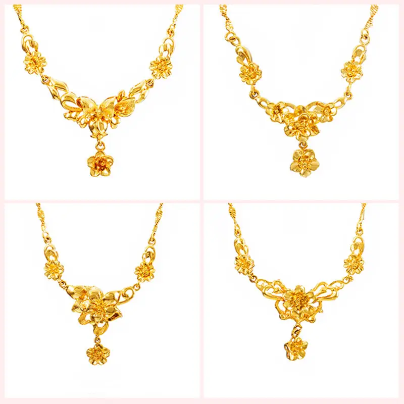 Gold Flower Necklace for Women Wedding Collarbone Chain