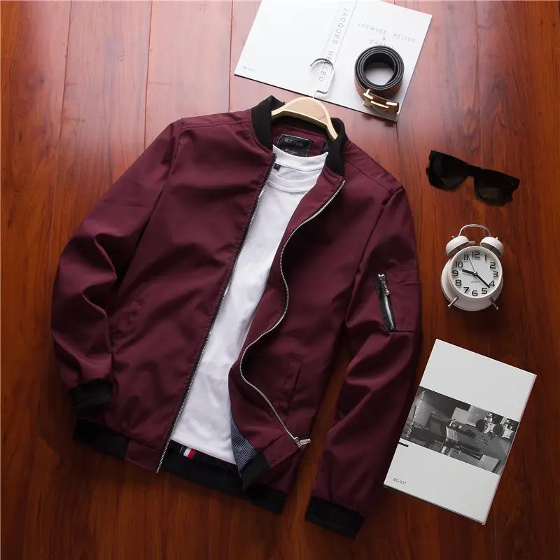 Men Black Baseball Jacket Premium Lightweight Casual Outerwear