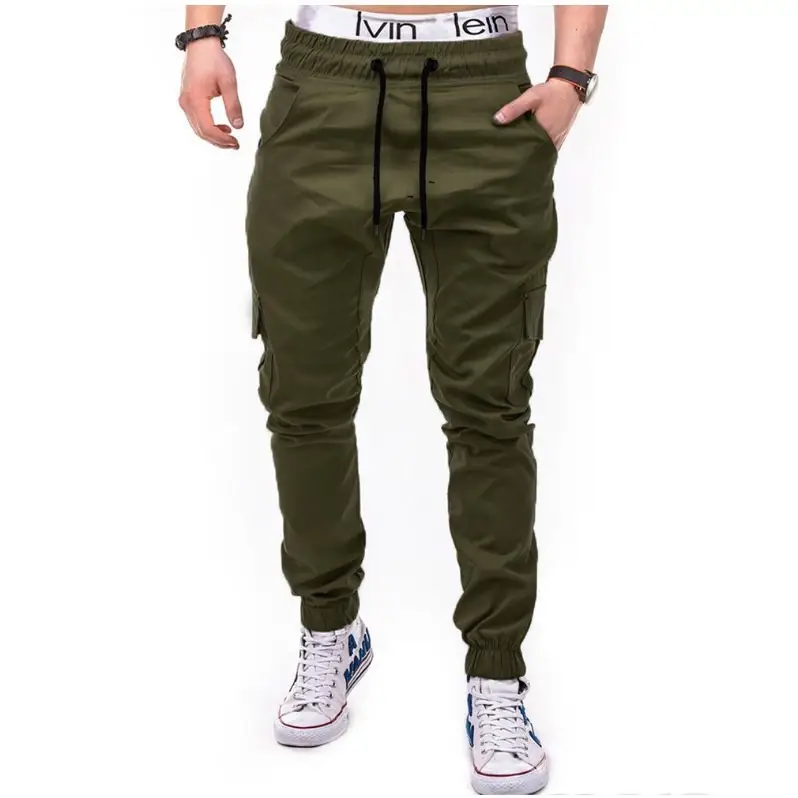 Men Khaki Cargo Pants Loose Fit Plus Size Casual