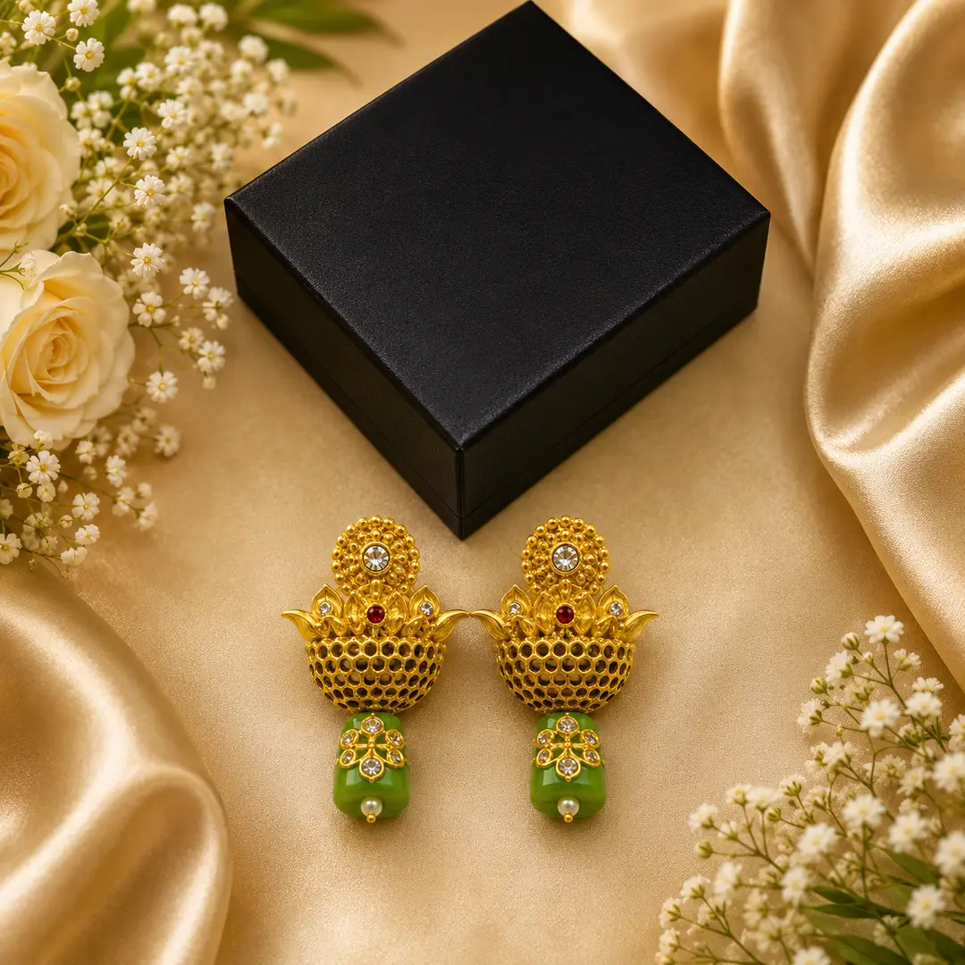 Flash Design Gold Plated Artificial Stones Earrings