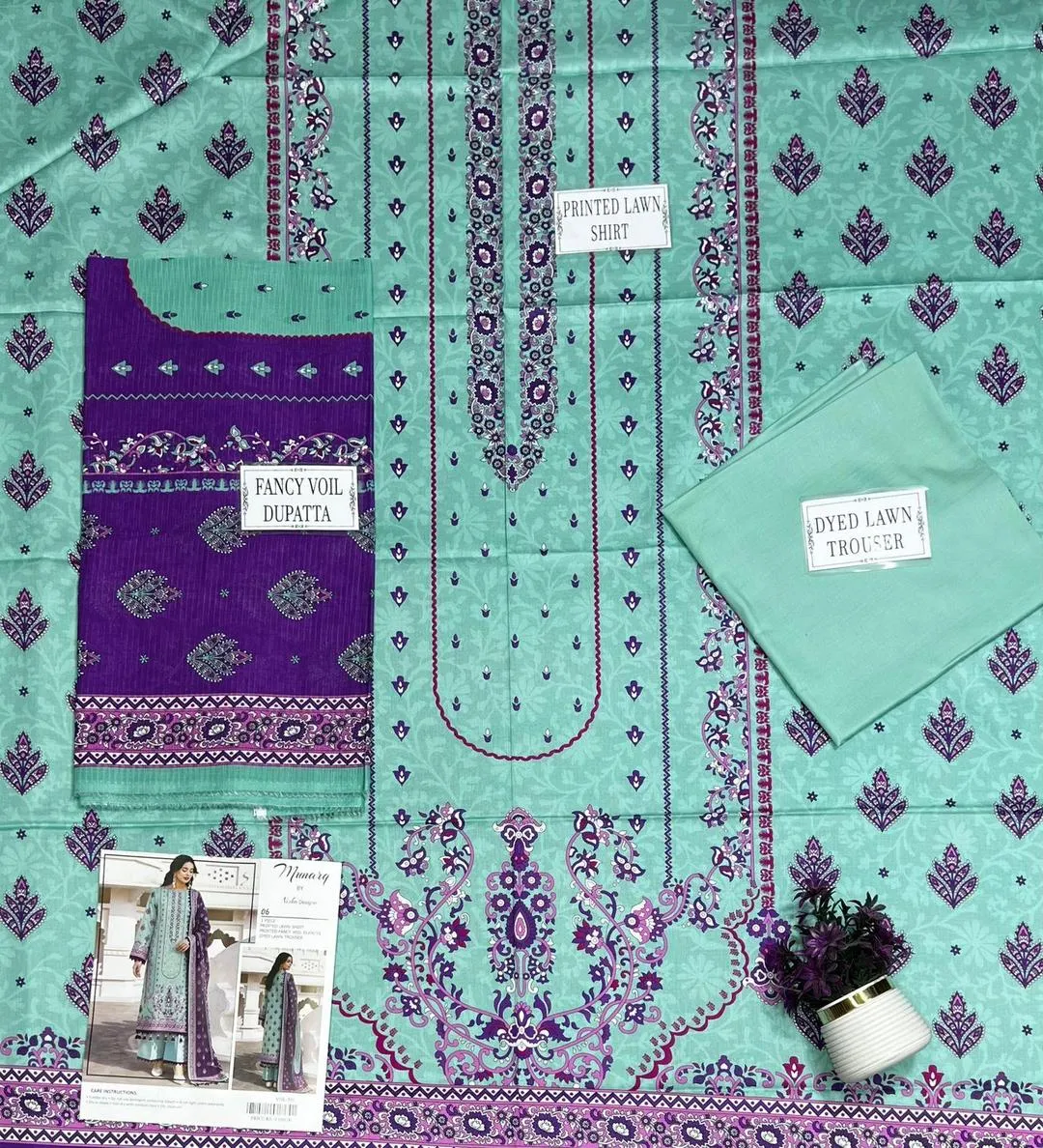 Purple Printed Lawn 3Pcs Set for Women