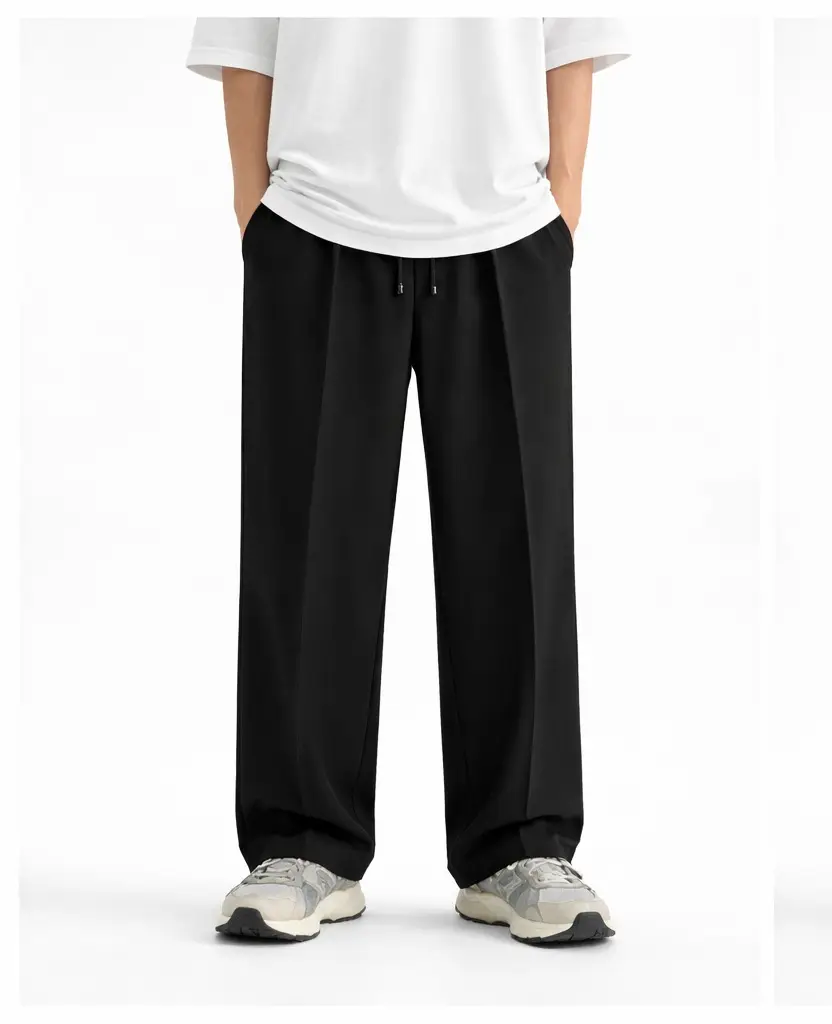 1 Pc Men's Jersey Plain Pleated Trousers