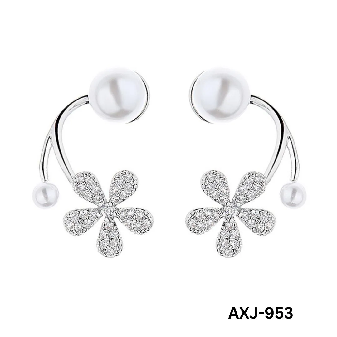 Flower Pearl Zircon Earrings Golden Silver Lightweight
