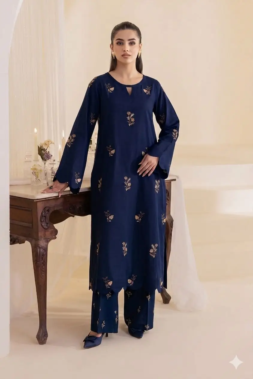 2 Pcs Women's Unstitched Embroidered Suit