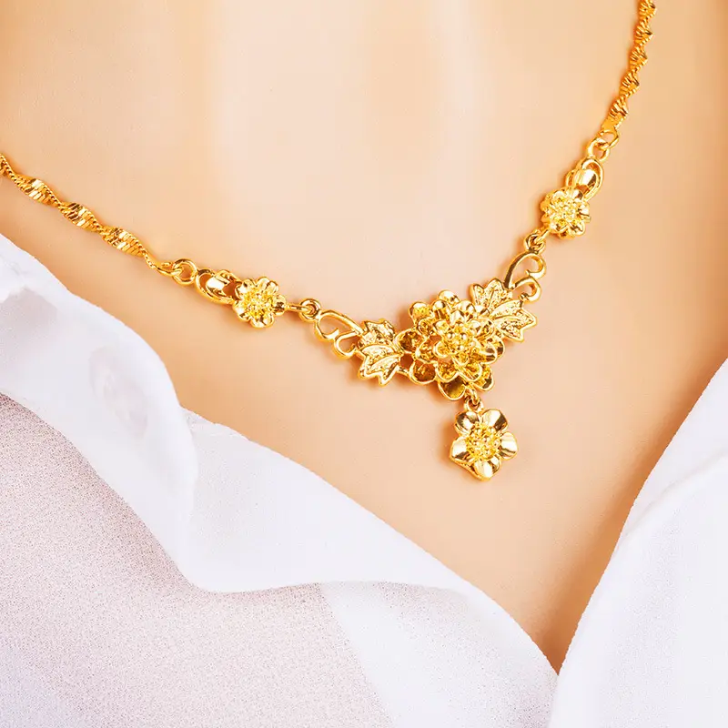 Gold Flower Necklace for Women Wedding Collarbone Chain
