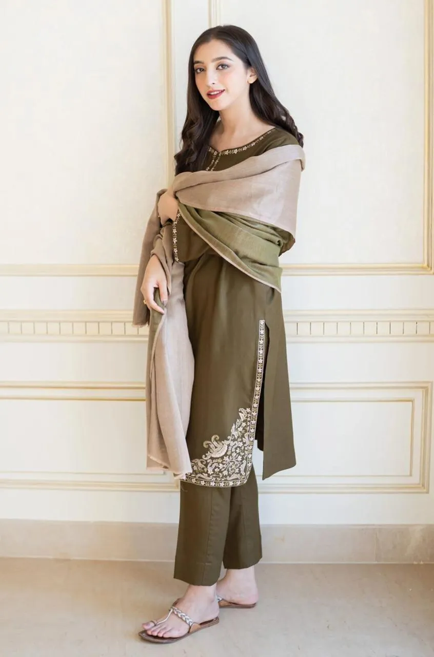 Green Embroidered 3Pcs Lawn Suit for Women