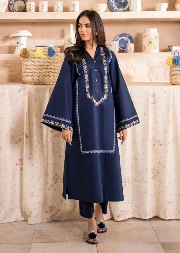 2 Pcs Women's Unstitched Embroidered Suit
