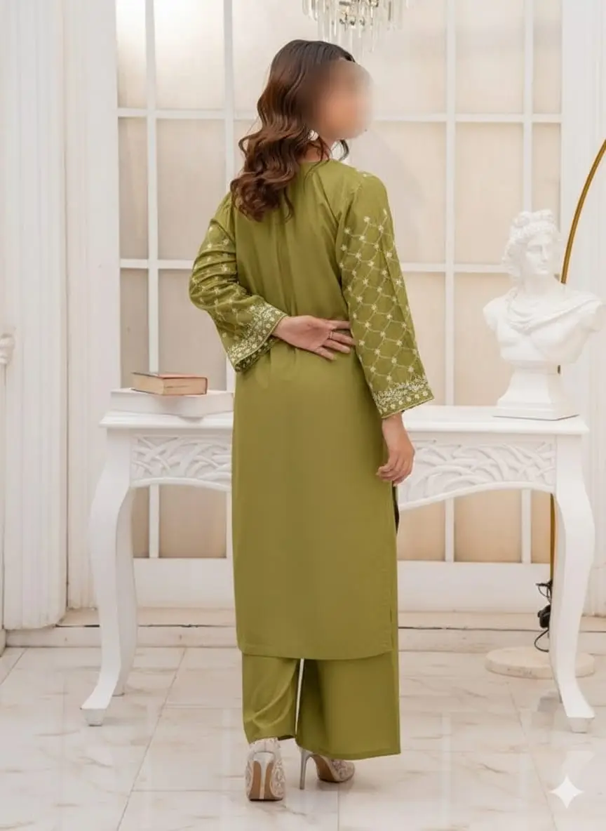 2 Pcs Women's Unstitched Embroidered Suit