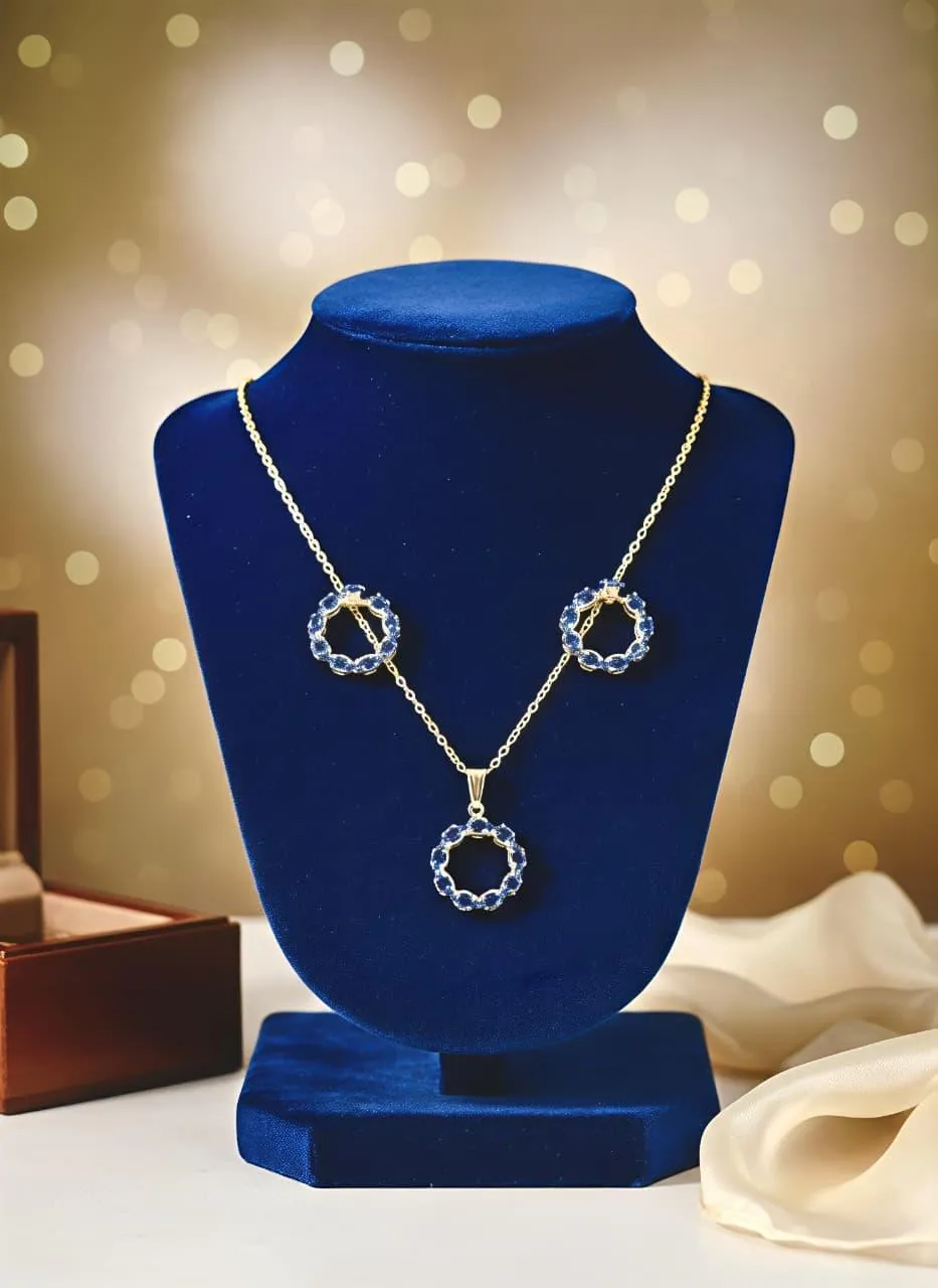 Modern Gold Plated Crystal Pendant Set for Women