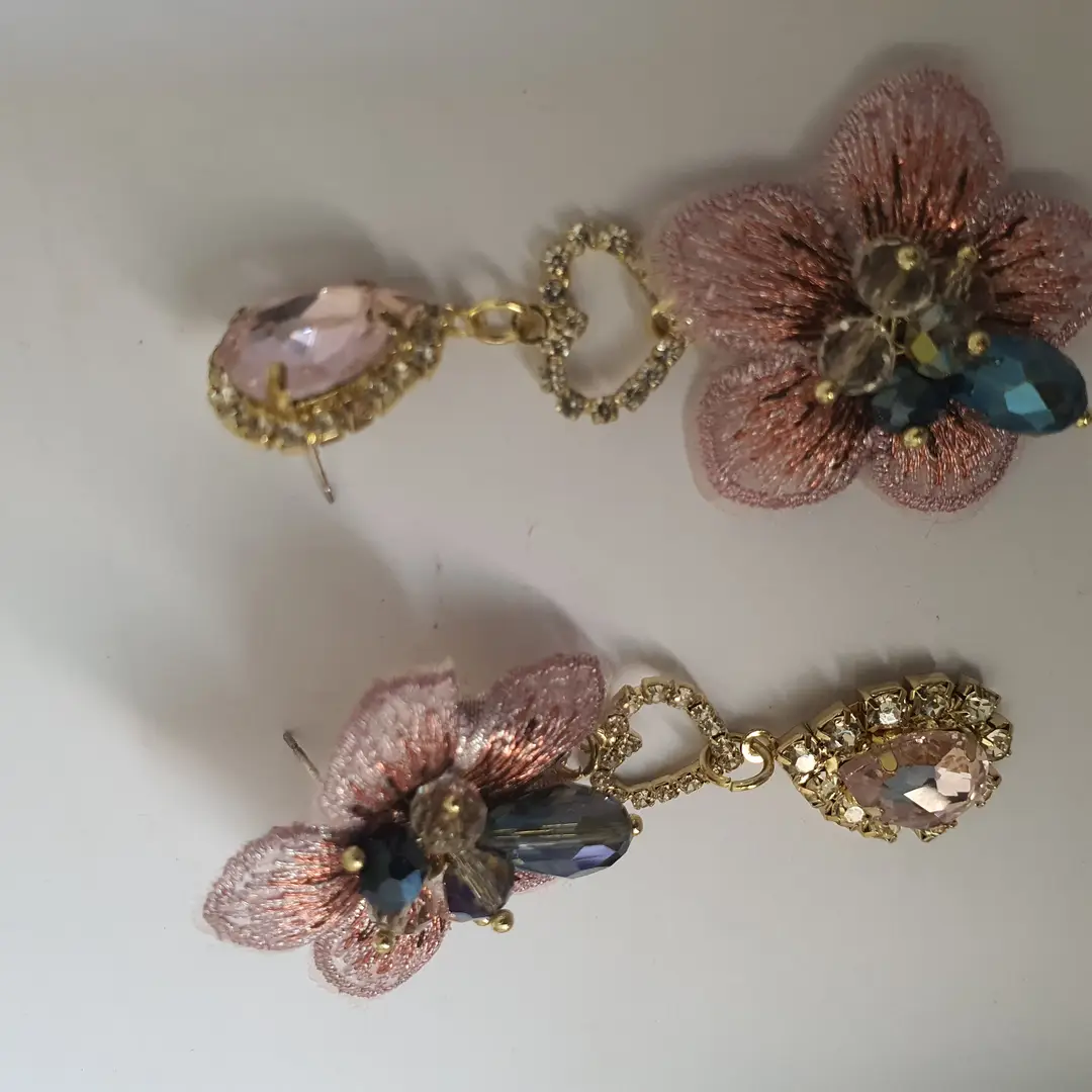 Fancy Gold Plated Rhinestone Dangling Earrings
