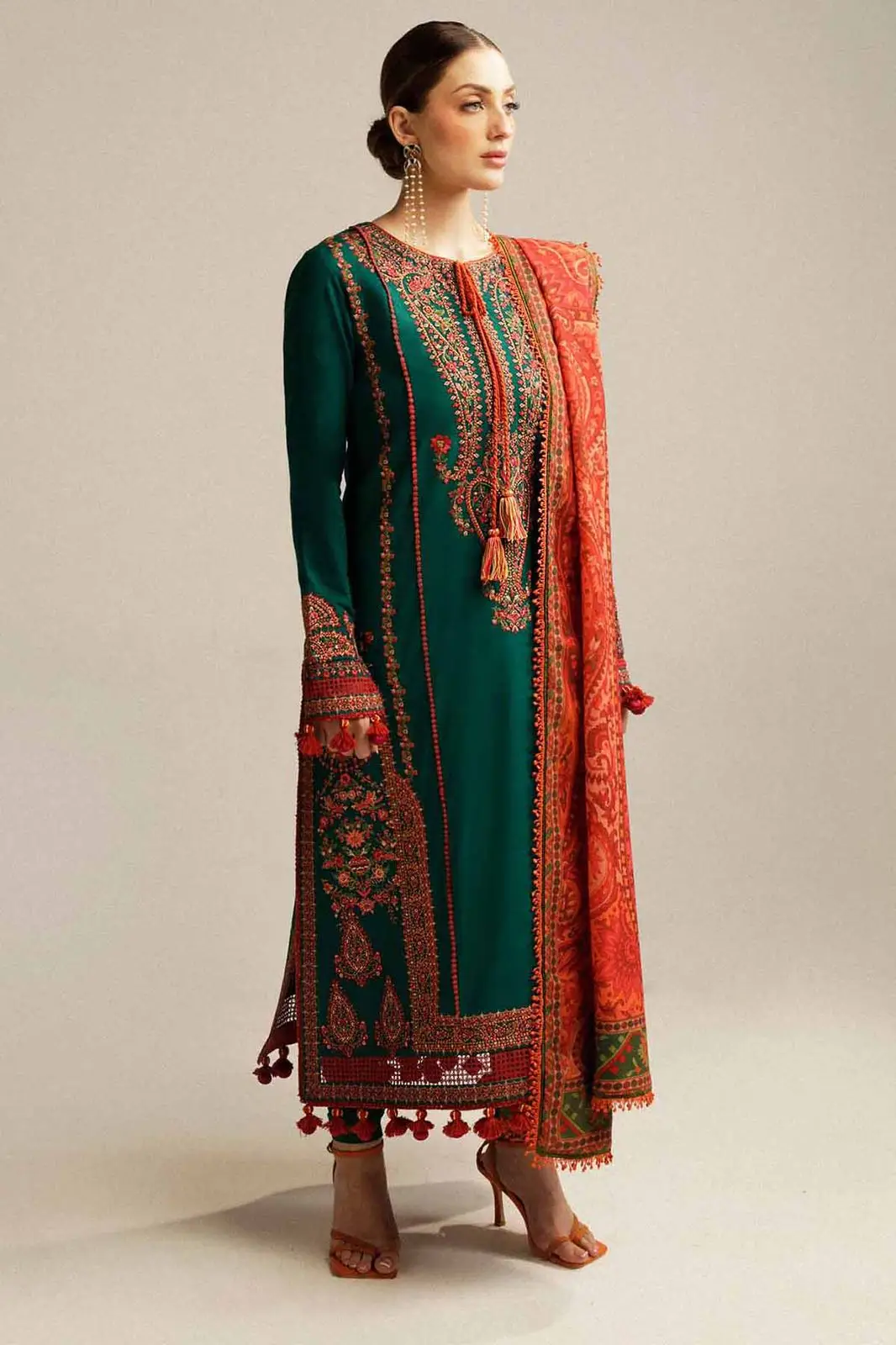 HUSSAIN REHAR 3 Pcs Unstitched Embroidered Suit