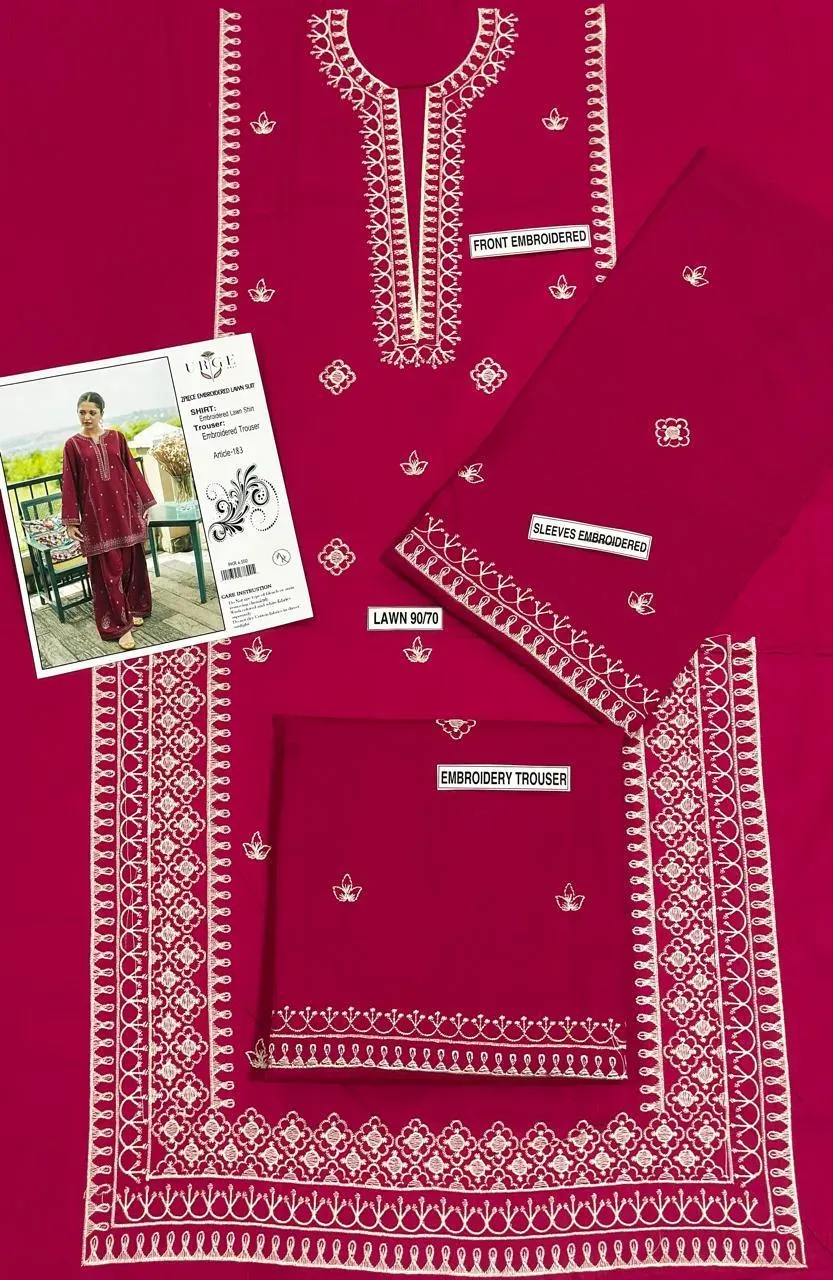 Pink Embroidered Lawn Shirt & Cotton Trouser Set